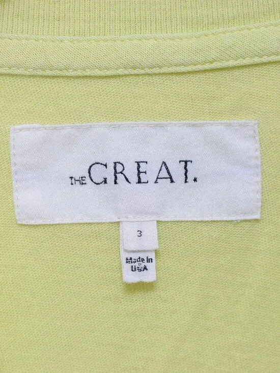 The Great Square Tee Shirt Boxy Cropped Crew Neck Lime Zest Green Yellow Size L - Picture 7 of 8